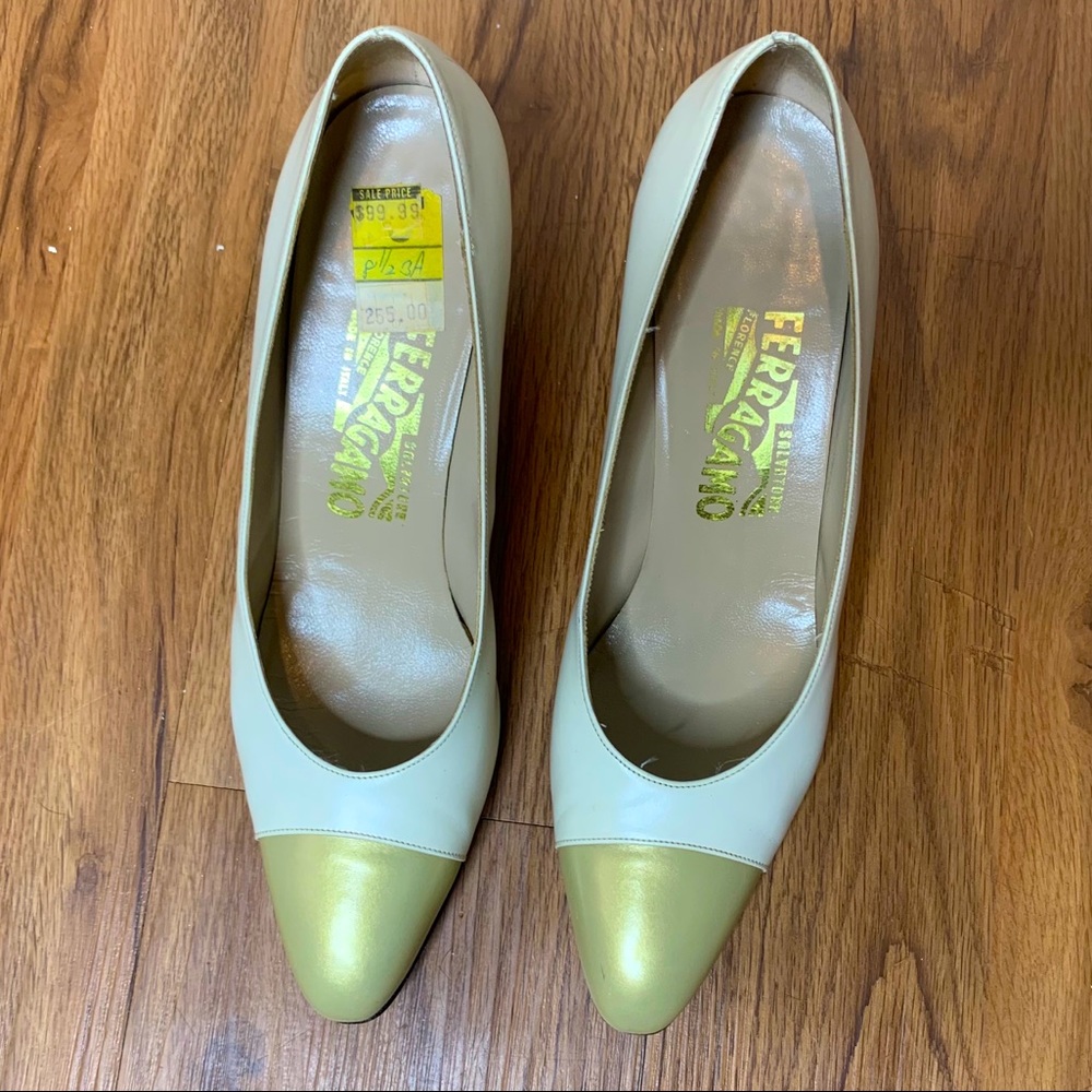 Vintage Salvatore Ferragamo Cap Toe Pumps